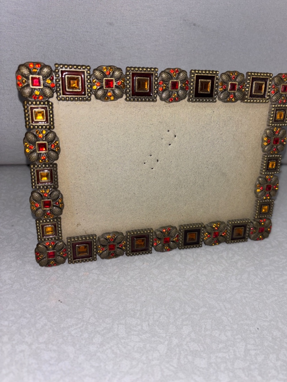 Decorative Red and Amber Jeweled Picture Frame - Unbranded